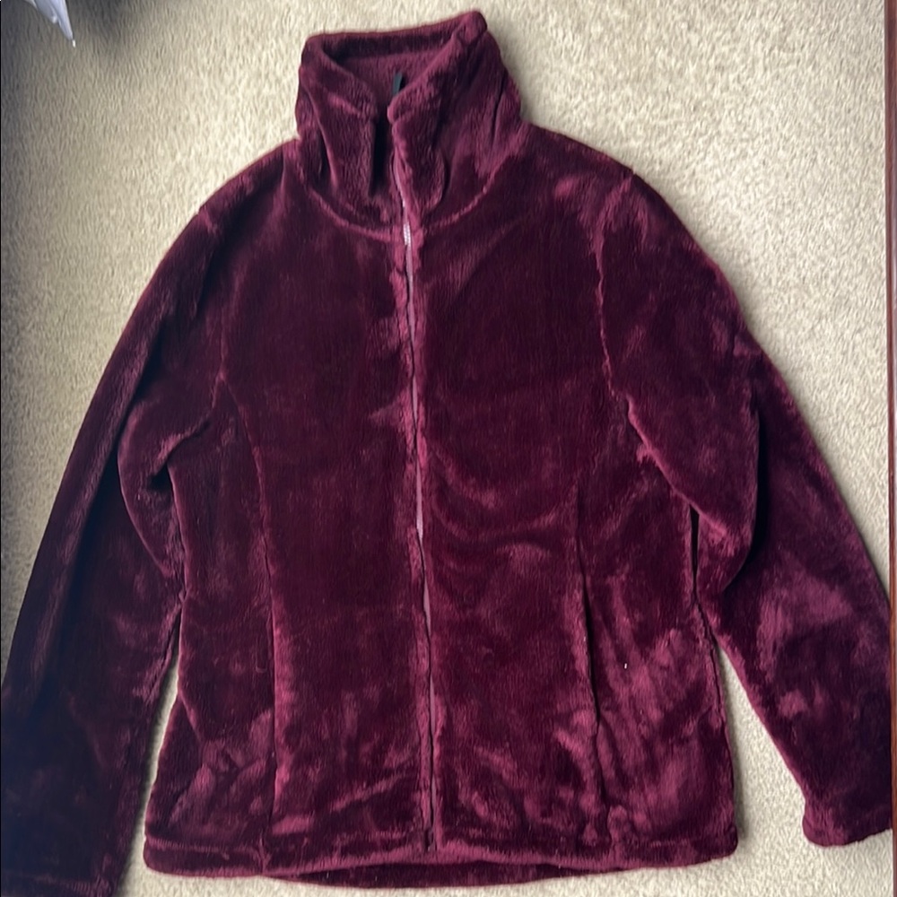 Ideology Red Teddy Jacket Cozy Zip-Up Style
